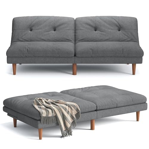 Furmax Dark Grey Adjustable Back Futon Sofa Bed for Small Spaces