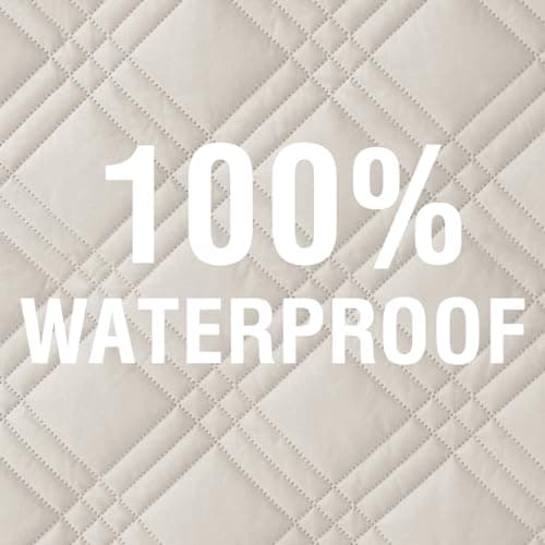 H.VERSAILTEX Waterproof Futon Slipcover Armless Black/Beige Pet Proof with Elastic Strap