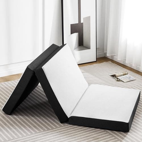 Sweetcrispy CertiPUR-US Certified 4 Inch Memory Foam Tri-fold Mattress - Portable, Washable, Ideal for Travel & Yoga