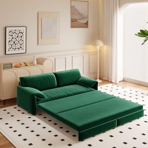 66" Oversized Reclining Futon Couch Bed with Velvet Upholstery Queen Size Daybed Loveseat