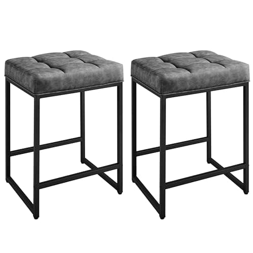 Yaheetech 24 Inch Counter Height Backless Kitchen Bar Stools, Grey