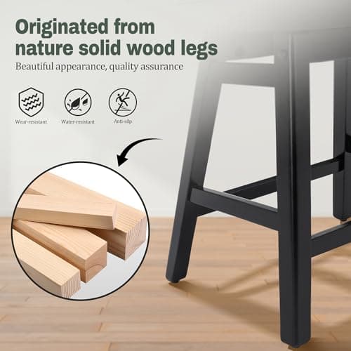 Black Counter Height Bar Stools Set of 2 for Kitchen Counter