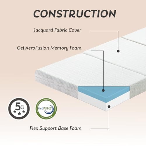 MLILY 3-inch Tri-Fold Single Memory Foam Mattress, White