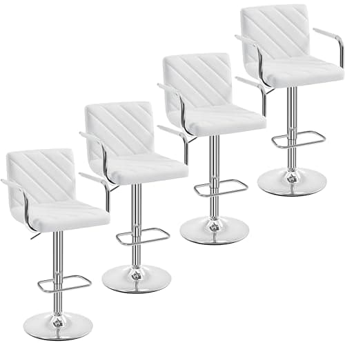 Yaheetech Adjustable Bar Stool Set of 2, Black with Backrest for Kitchen and Living Room