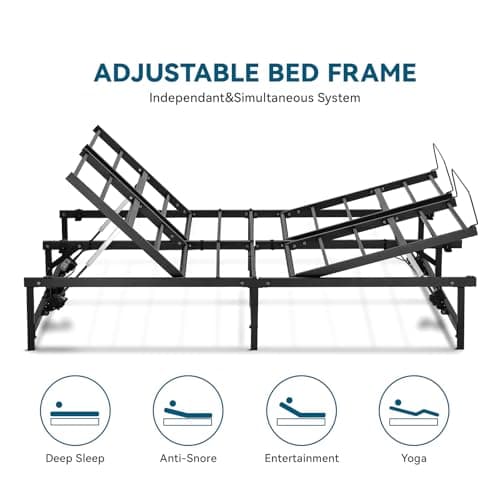 COMHOMA Adjustable Queen Bed Frame with Remote Control and Independent Incline