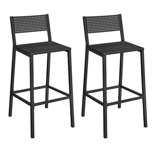 VASAGLE Oak Beige and White Bar Stool Set ULBC070W09