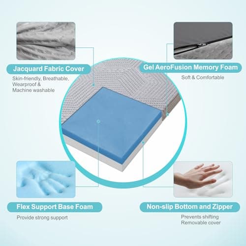 Queen Size Tri-Fold Memory Foam Mattress Topper with Washable Cover and Storage Bag