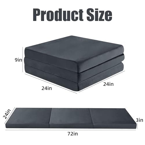 HOMBYS Tri-Fold Memory Foam Camping Mattress, Portable & Waterproof