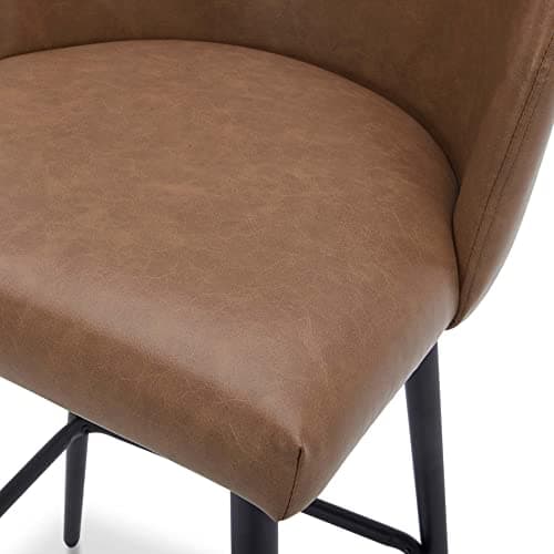 Watson & Whitely 360° Swivel Bar Stools, Saddle Brown Faux Leather, Set of 2