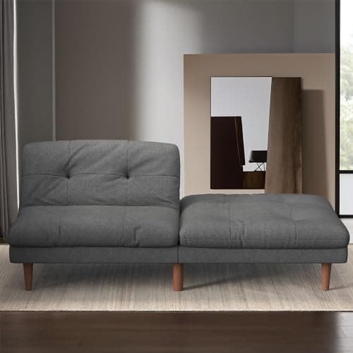 Furmax Dark Grey Adjustable Back Futon Sofa Bed for Small Spaces