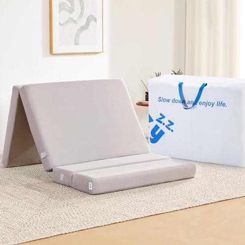 4-Inch Foldable Mattress with Headrest & Washable Cover (Single)