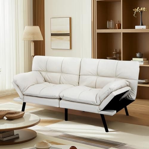 MUUEGM Adjustable Backrest Futon Sofa Bed, Modern LoveSeat Sleeper for Living Room, Office, Apartment