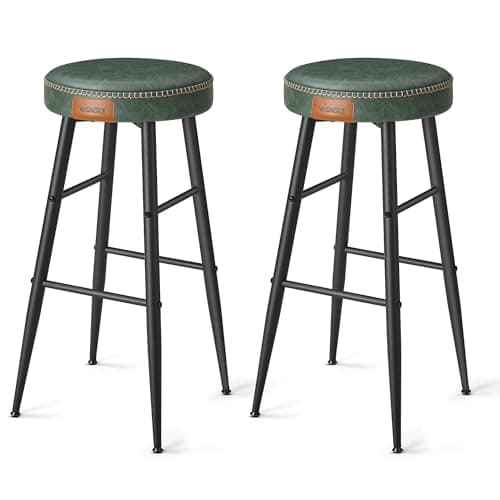 VASAGLE EKHO Collection Mid-Century Modern Bar Stools, Set of 2, Caramel Brown, 30-Inch Tall