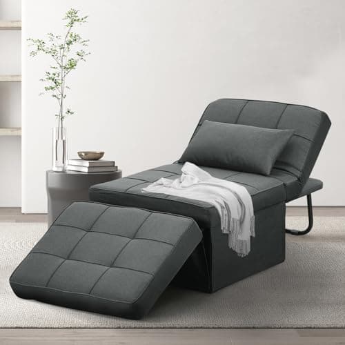 Ainfox 4-in-1 Convertible Sofa Bed with Adjustable Backrest (Light Grey)