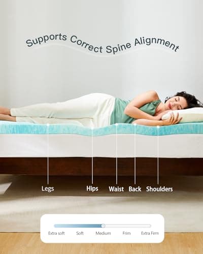 PERLECARE Cooling Gel Memory Foam Mattress Topper for Pressure Relief Back Pain