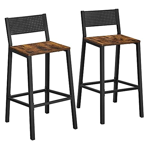 VASAGLE Oak Beige and White Bar Stool Set ULBC070W09