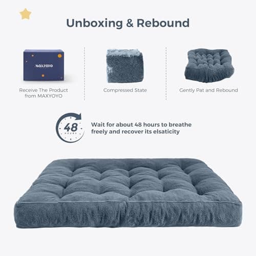 MAXYOYO Full Size Ultra Thick Boucle Futon Mattress for Adults, Dusty Blue