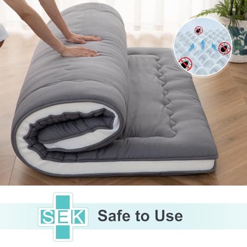 4" Foldable Japanese Shiki Futon Mattress, Grey, 39 x 80 for Camping