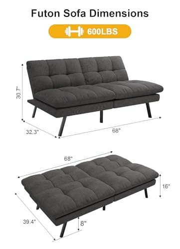 MUUEGM 68" Futon Sofa Bed for Small Spaces Livingroom Apartment Office<sep>MUUEGM 68" Adjustable Backrest Futon Couch for Small Spaces Livingroom Apartment Office<sep>MUUEGM 68" Foldable Design Futon Sofa Bed for Small Spaces Livingroom Apartment Off