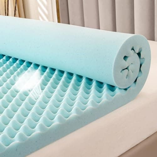 2 Inch Gel Infused Egg Crate Memory Foam Mattress Topper for King Size Bed - Cooling and Ventilated Pad for Back Pain Relief
