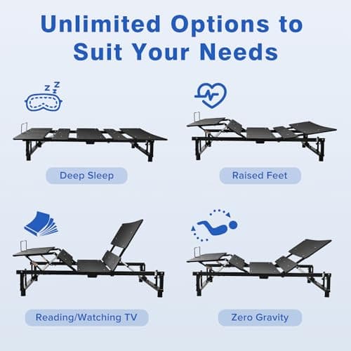 Futhy King Size Electric Adjustable Bed Frame with Wireless Remote Control