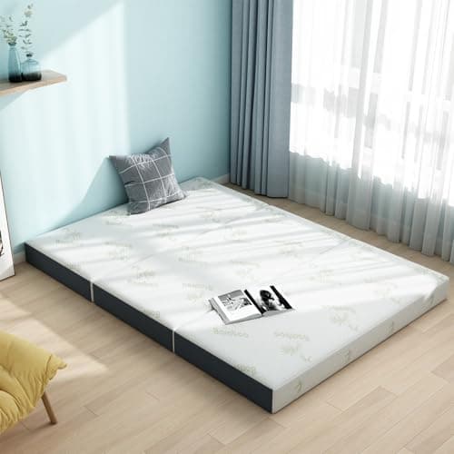 Portable Tri-Fold Foam Mattress, 4 Inch Washable Cover, Soft RV Camping Mattress, 74" x 54" x 4"