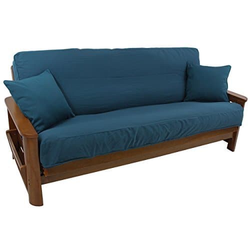 Blazing Needles Full Size Black 8" to 9" Futon Cover Set with 2 Throw Pillows