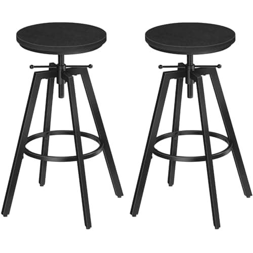 Industrial Height Adjustable Bar Stools, Set of 2, Rustic Brown BAHR0701