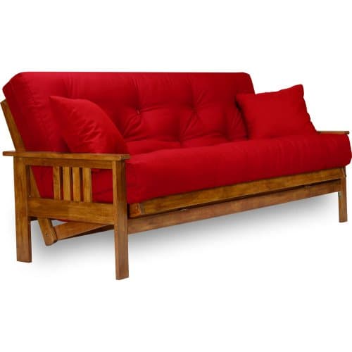 Nirvana Futons Stanford Full Size Futon Set - Heavy Duty Wood, Thick Mattress, Navy Blue