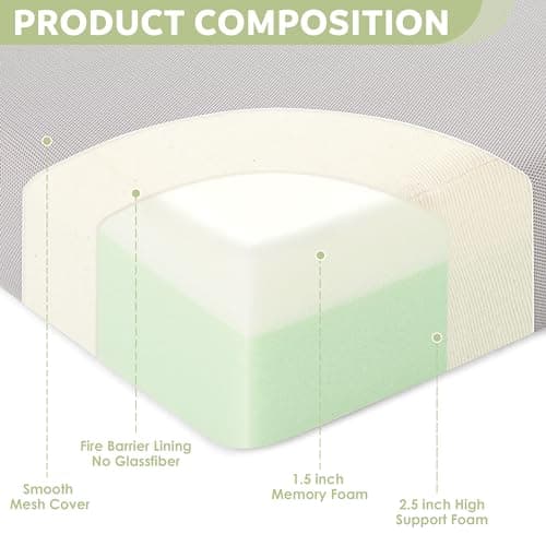 4-Inch Foldable Mattress with Headrest & Washable Cover (Single)