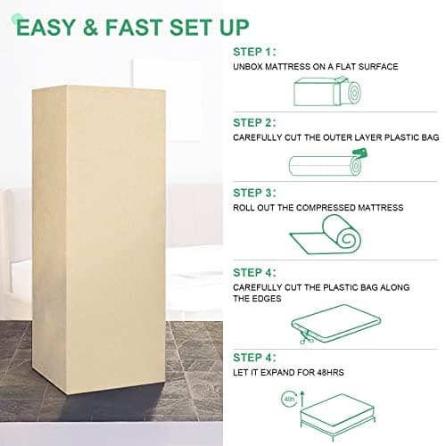 6 Inch Memory Foam Mattress Twin Size Cooling Gel Green Tea Infused Mattress for Back Pain Relief