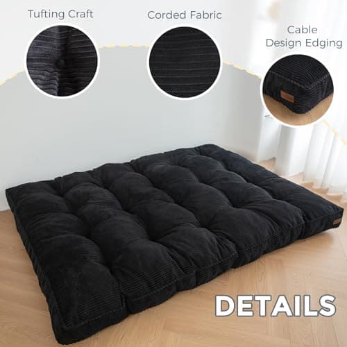 MAXYOYO Full Size Tufted Futon Mattress, Extra Thick Shredded Foam, Black