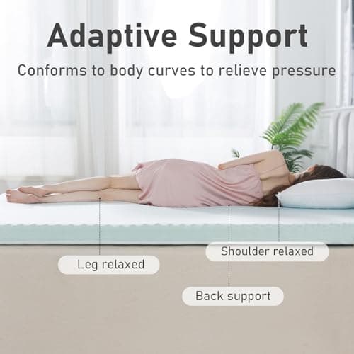 2 Inch Memory Foam Mattress Topper for Queen Size Bed, Breathable Cover for Back Pain Relief - CertiPUR-US Certified