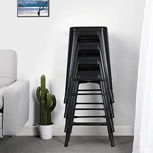 Yaheetech 24 Inch Outdoor Stackable Metal Bar Stool Set Black