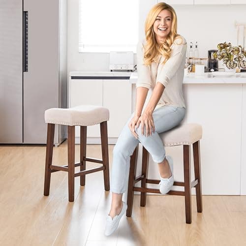 PrimeZone Beige Counter Height Bar Stools Set of 2