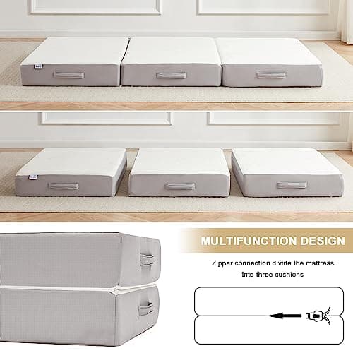 6 Inch Memory Foam Tri-fold Mattress for Camping and Travel, Twin