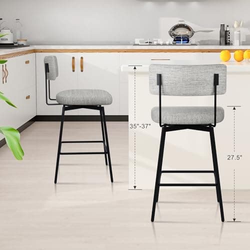 Modern Swivel Bar Stools Set of 2 with Cushion Backs