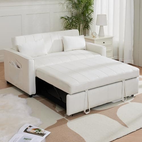 55.51" Black Velvet Futon Sofa Bed with Pullout Bed & Adjustable Backrest