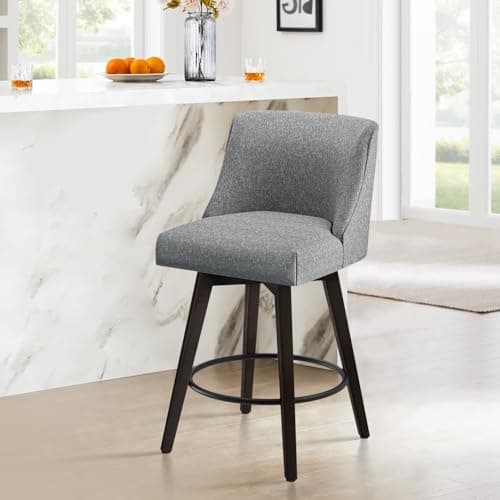 Modern Swivel Bar Stools with High Backrest for Bar and Kitchen in Fossil Grey