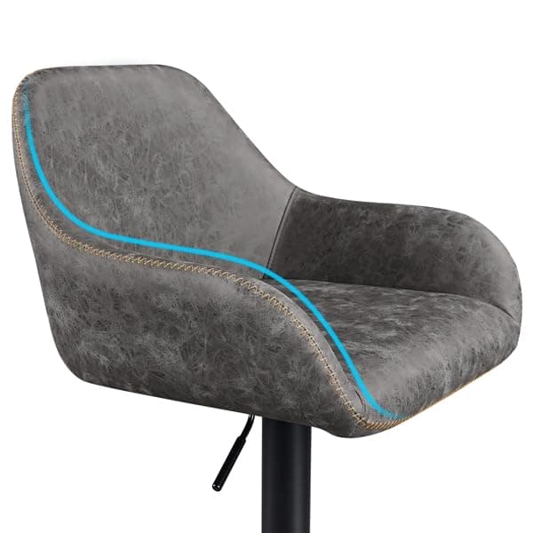 Yaheetech Brown PU Leather Swivel Bar Stool Set, Counter Height, Adjustable Backrest & Footrest