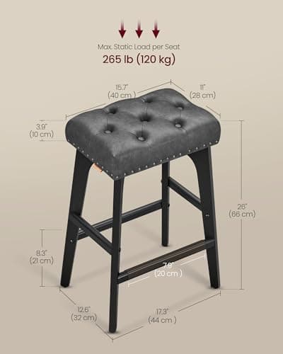VASAGLE Saddle Bar Stools Set of 2, Ink Black