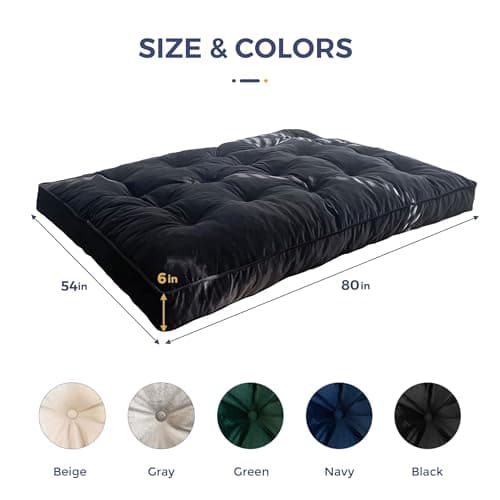 MAXYOYO Full Size Velvet Thick Futon Mattress, Shredded Foam Filling, Black