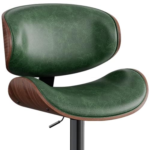 Mid-Century Modern Black Bar Stool Set of 4 with Back