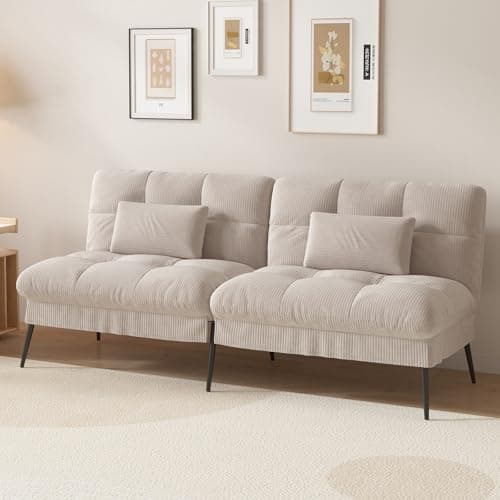 COMHOMA Orange 68" Fabric Adjustable Reclining Futon Sofa Bed