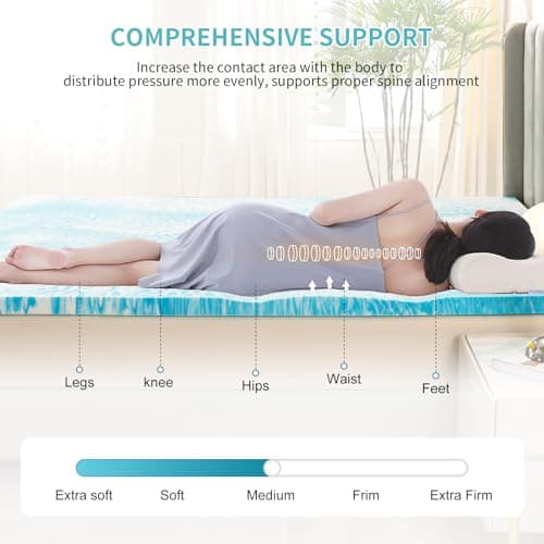 2 Inch Memory Foam Mattress Topper for Twin Size Bed, Cooling Gel Infused Pad for Back Pain Relief - CertiPUR-US Certified