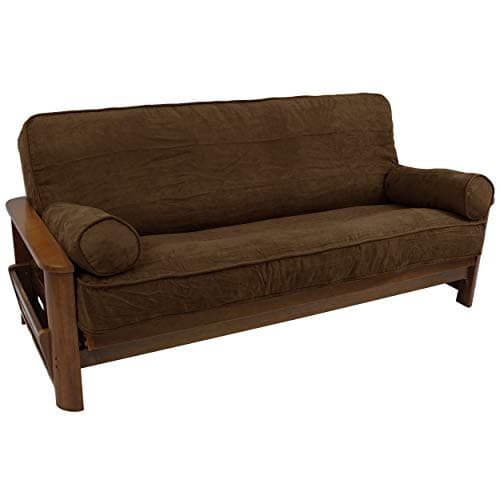 Steel Grey Solid Microsuede Futon Cover Set with Bolsters (Full, 3pcs)