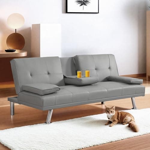 FLEXISPOT XCT3 Futon Sofa Bed with USB Charging, Adjustable Backrest, Folding Loveseat