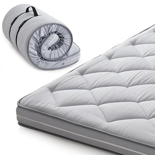 4-Inch Small Gel Memory Foam Cot Mattress Topper,Portable Roll-Up Sleep Pad