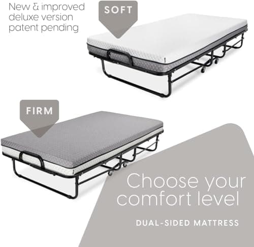 Milliard Deluxe Diplomat Twin Foldable Bed with Memory Foam Mattress