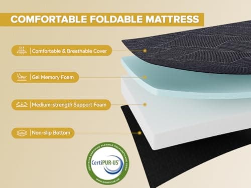 Vamcheer Tri-Fold Memory Foam Queen Mattress, 6" Thick, Grey
